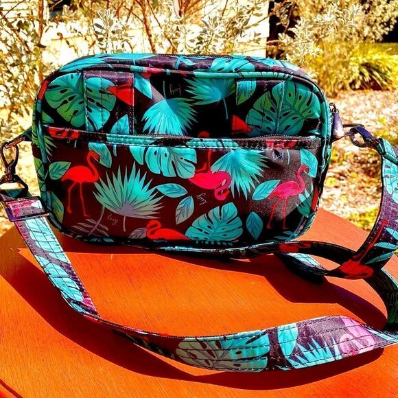 NEW LUG PINK & BLACK FLAMINGO CROSSBODY BAG - Picture 1 of 16